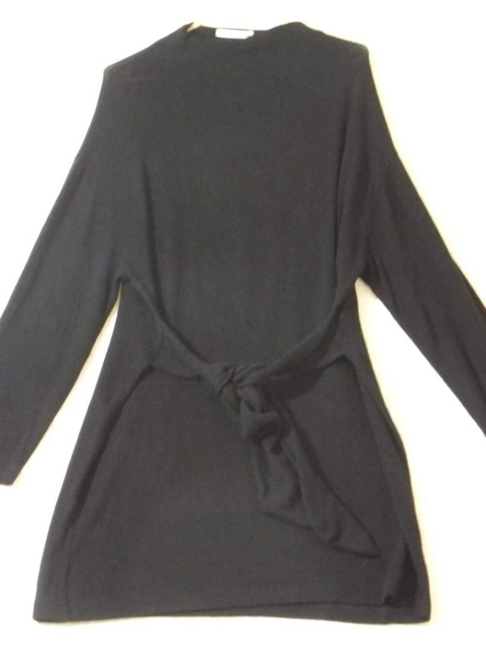 Reformation Jeans Dress Womens Medium Black Short Knit Stretch Long SleevesTied